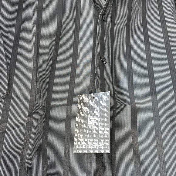 NWT Level Ten Men’s Button Down Black Stripe Shirt Size Medium - Picture 6 of 7